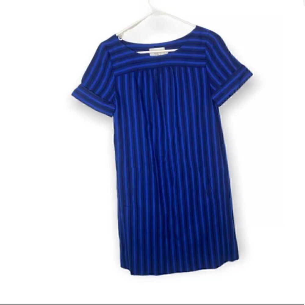 Anthropologie HD In Paris Size: 00 Cerulean Stripes Shift Short Sleeve Dress